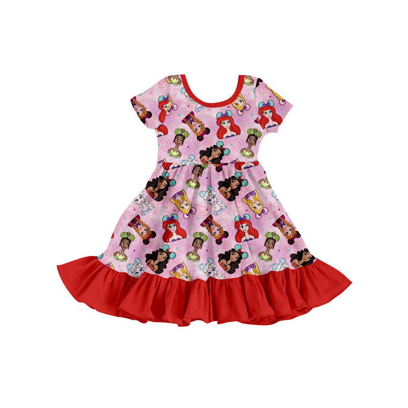 Baby Girls Pink Princess Ruffle Knee Length Dresses Preorder(moq 5)