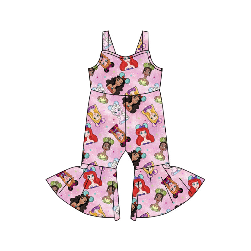 Baby Girls Pink Princess Straps Bell Pants Jumpsuits Preorder(moq 5)