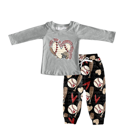 Baby Boys Baseball Grey Top Bottom Pants Clothing preorder(moq 5)