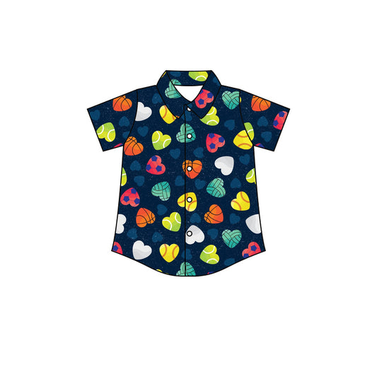 Baby Boys Hearts Balls Buttons Short Sleeve Tee Tops preorder(moq 5)