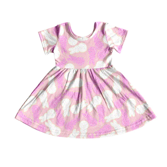 Baby Girls Pink Rabbit Short Sleeve Knee Length Dresses Preorder(moq 5)