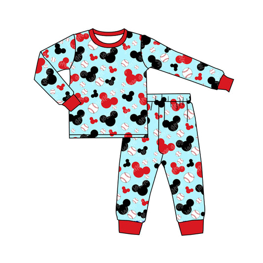 Baby Boys Cartoon Mouse Blue Pajamas Clothes Sets preorder(moq 5)