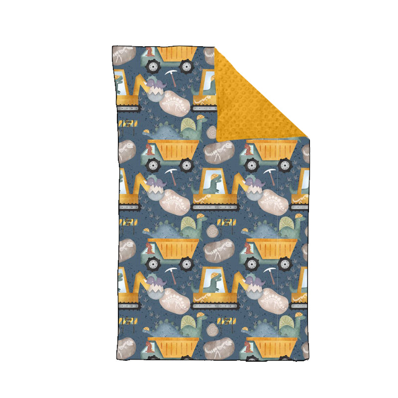 Baby Boys Construction Dinosaurs Minky Blankets preorder(moq 5)