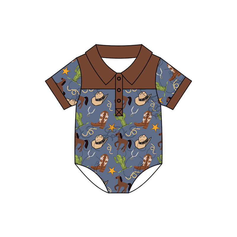 Baby Boys Short Sleeve Cowboys Rompers preorder(moq 5)