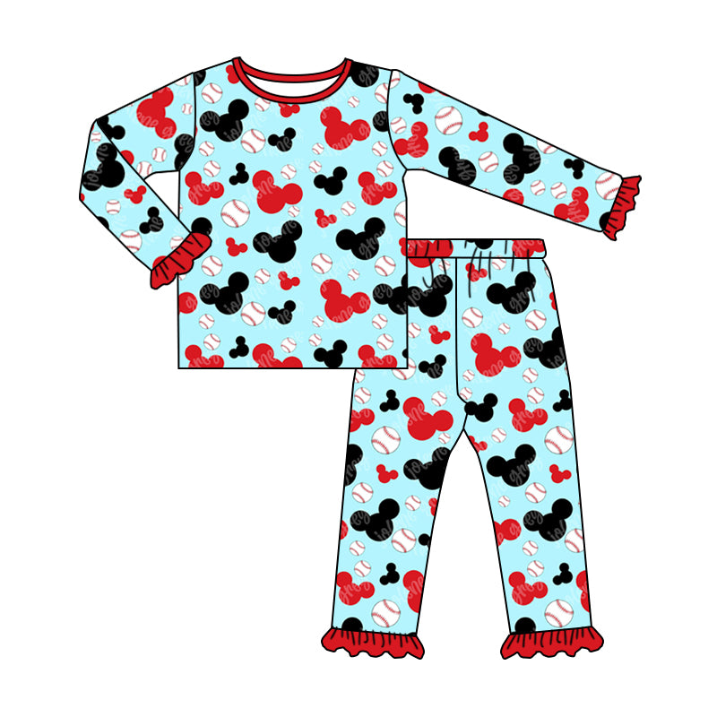 Baby Girls Cartoon Mouse Blue Pajamas Clothes Sets preorder(moq 5)