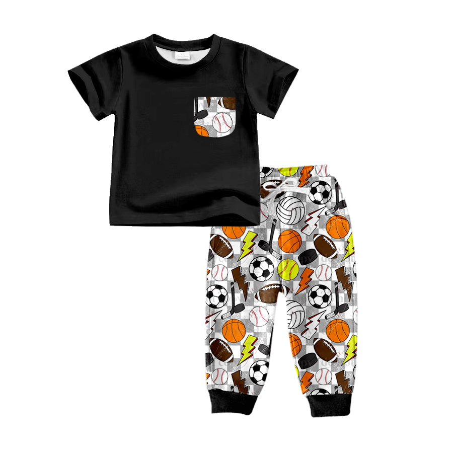 Baby Boys Balls Pocket Shirts Top Pants Clothes Sets Preorder(moq 5)