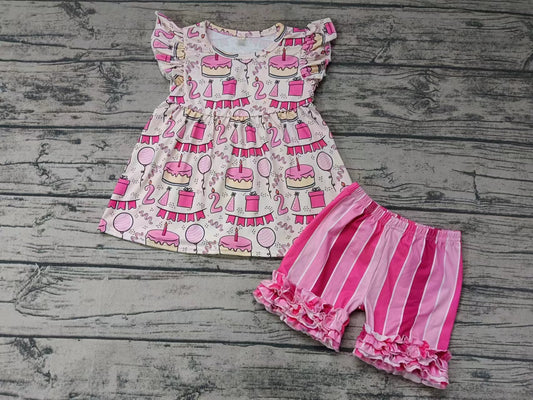 Baby Girls Birthday 2 Tunic Ruffle Shorts Clothes Sets preorder(moq 5)