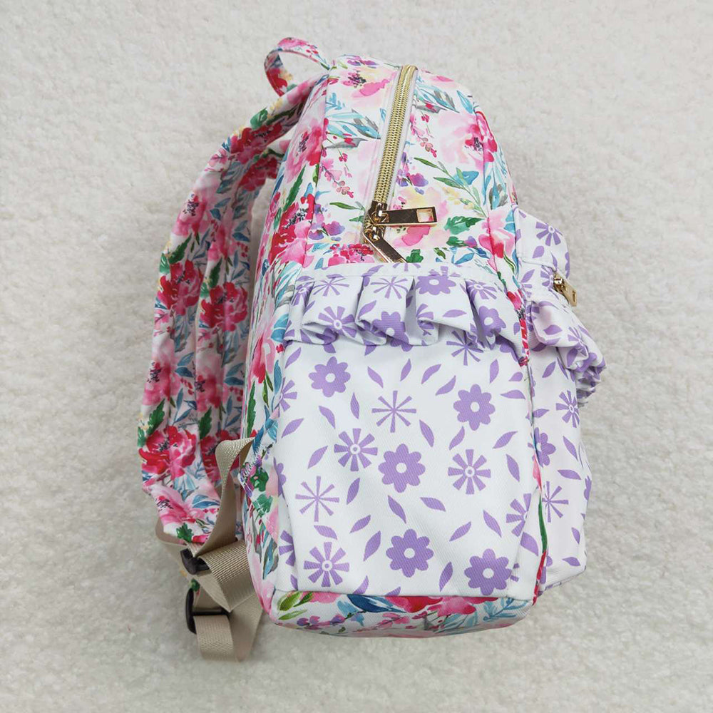 Baby Girls Children Purple Small Flowers Back Bags