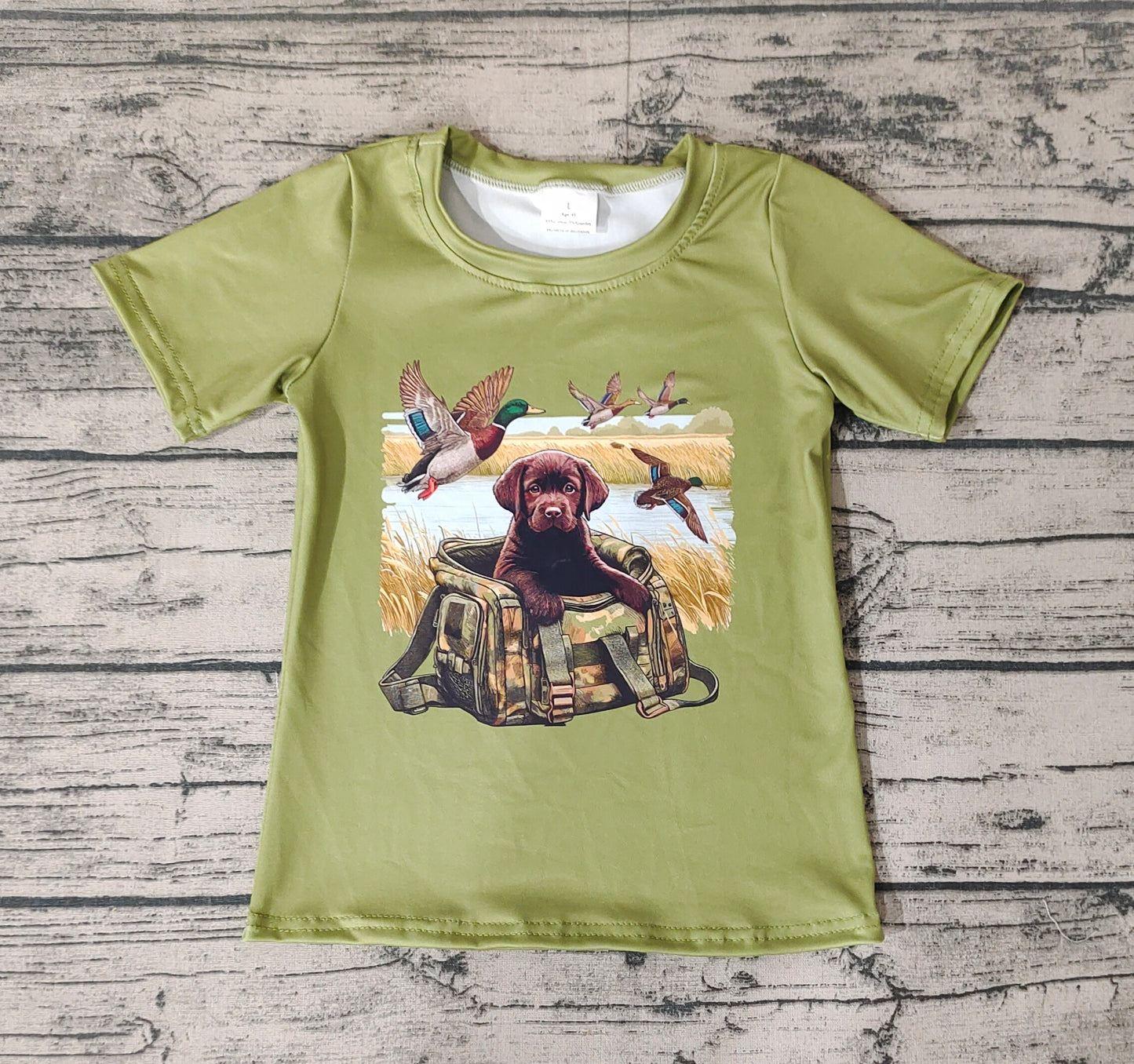 Baby Boys Green Ducks Dogs Short Sleeve Tee Shirt Tops