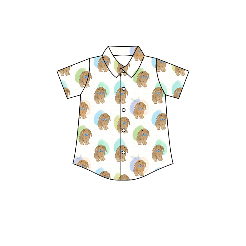 Baby Boys Rabbit Easter Blue Buttons Shirts Tops Preorder(moq 5)