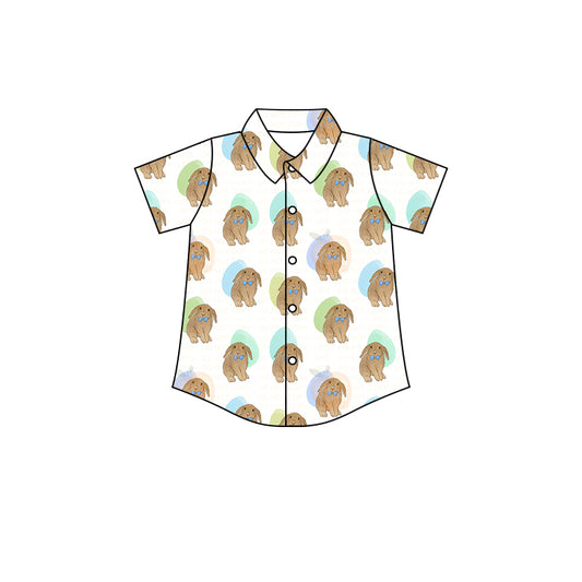 Baby Boys Rabbit Easter Blue Buttons Shirts Tops Preorder(moq 5)