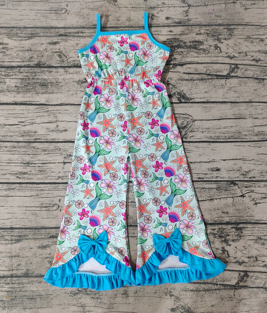 Baby Girls Mermaid Bows Pants Straps Jumpsuits