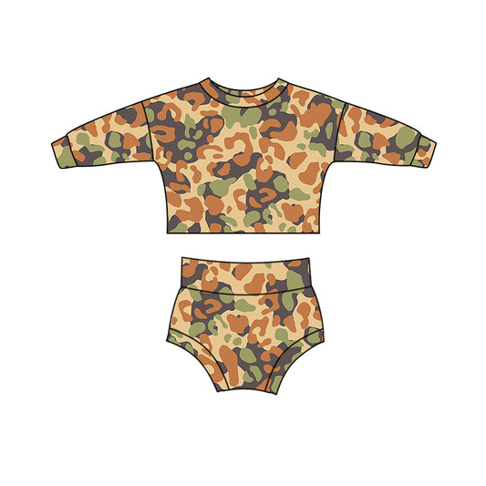 Baby Girls Toddler Camo Long Sleeve Top Bummie Sets preorder(moq 5)