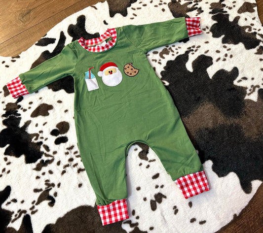 Baby Boys Christmas santa milk cookie rompers