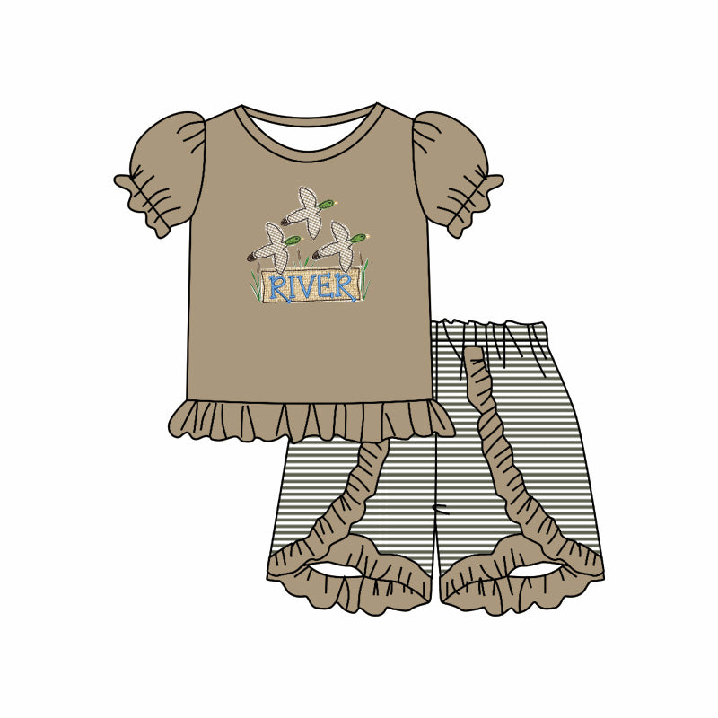 Baby Girls Duck River Shirt Shorts Clothes Sets Preorder(moq 5)