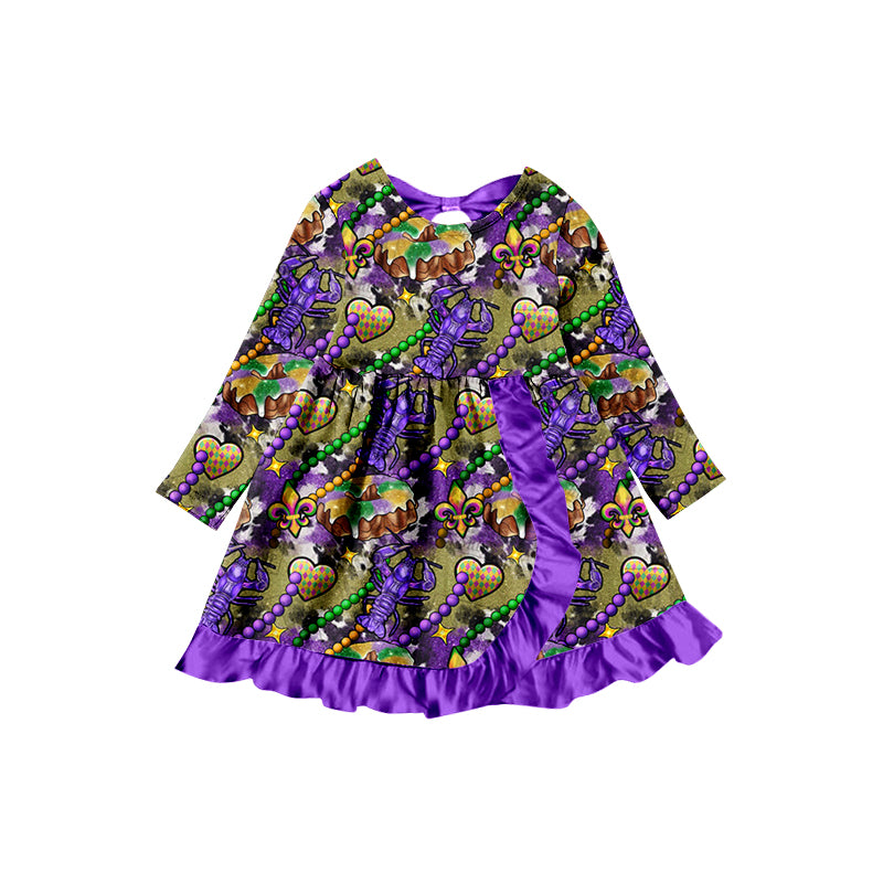 Baby Girls Mardi Gras Lobster Ruffle Knee Length Dresses preorder(moq 5)