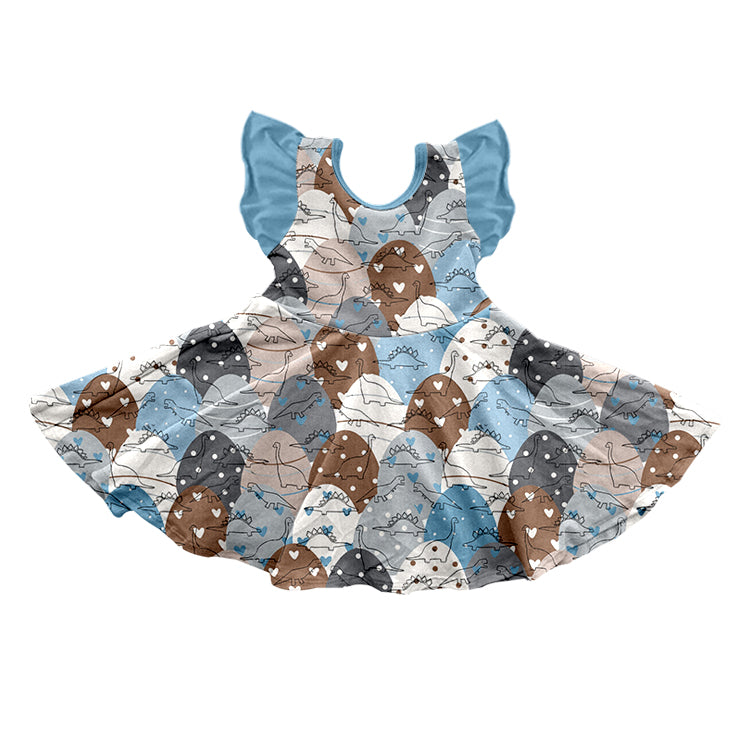 Baby Girls Toddler Dinosaurs Flutter Sleeve Twirl Dresses preorder(moq 5)