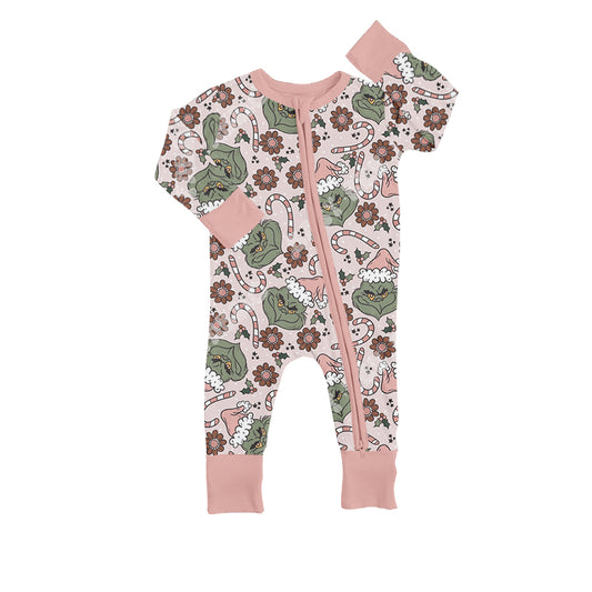 Baby Girls Pink Face Long Sleeve Zip Rompers preorder(moq 5)