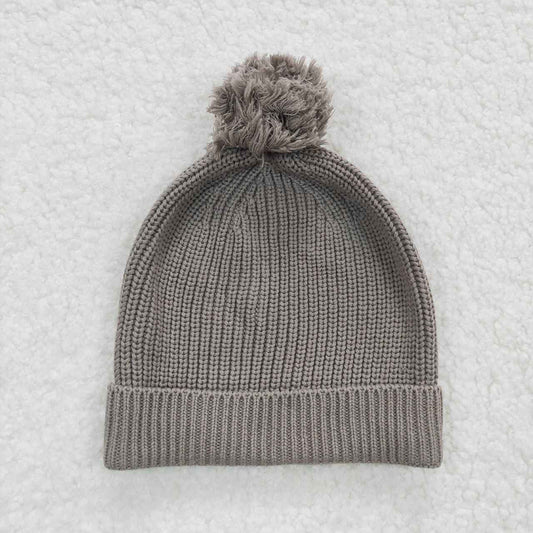 Baby Infant Toddlers Grey Woolen Ball Bernet Hats