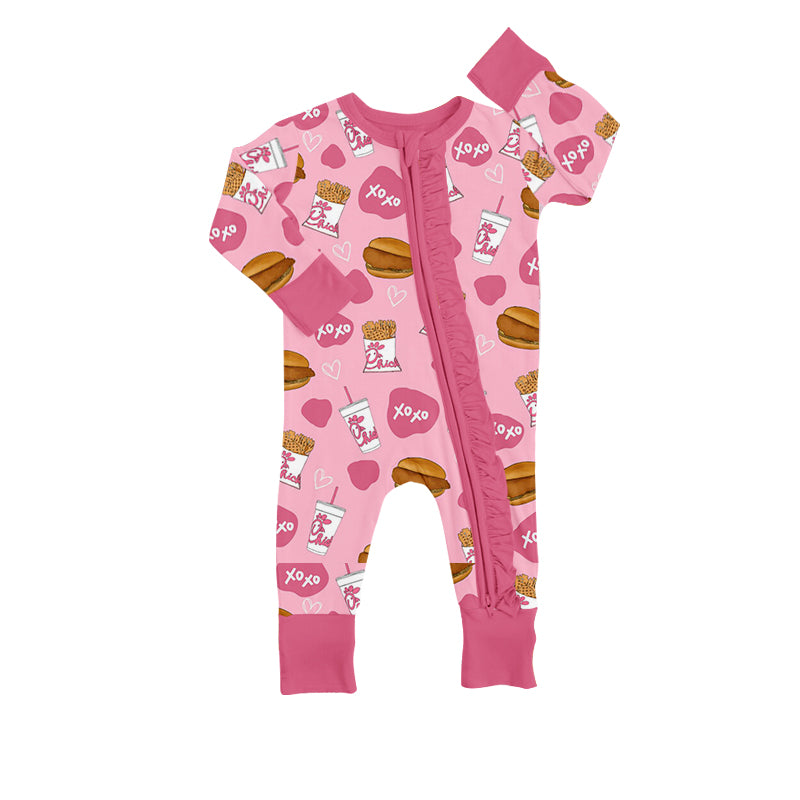 Baby Kids Girls Chick Chips Pink Zip Rompers preorder(moq 5)