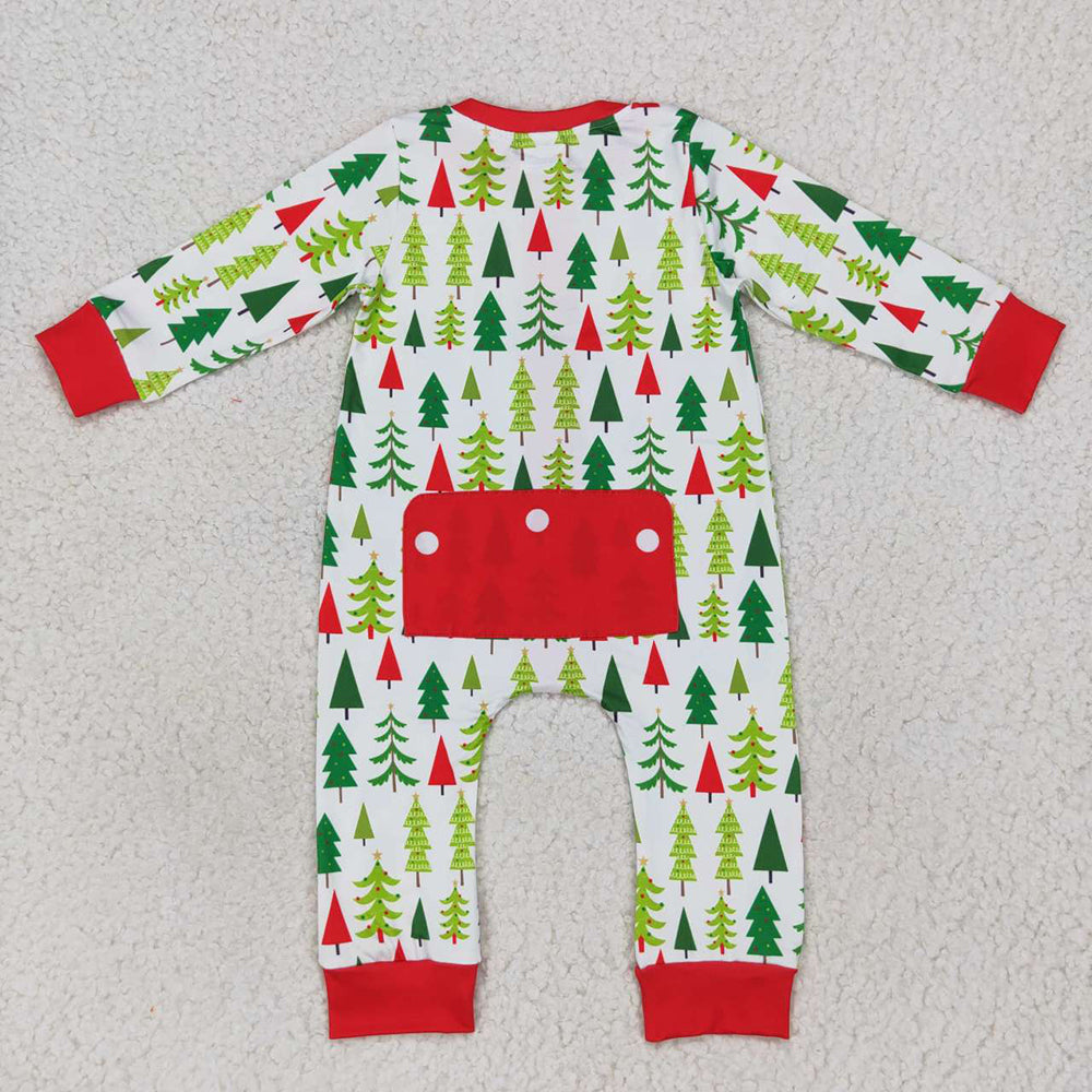 Baby Infant Boys Christmas Tree Buttons Rompers