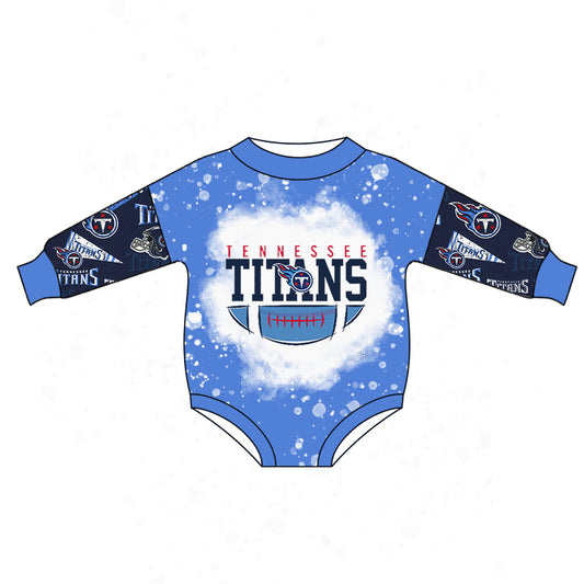 Baby Girls Blue Team Long Sleeve Rompers preorder(moq 5)