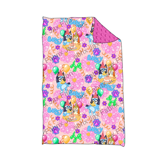 Baby Kids Pink Dog Flowers Blankets preorder(moq 5)