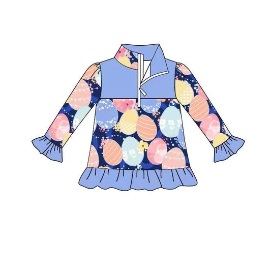 Baby Girls Easter Eggs Ruffle Pullover Tops Preorder(moq 5)