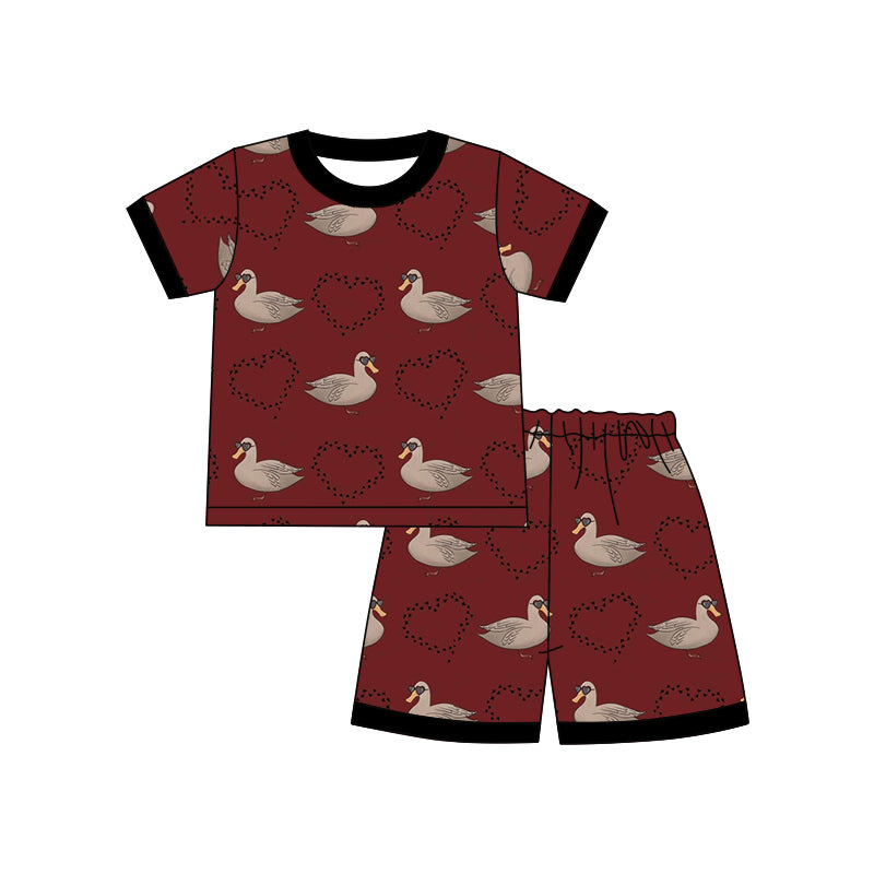 Baby Boys Duck Hearts Top Shorts Pajamas Sets preorder(moq 5)