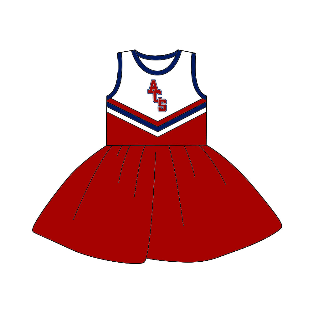 Baby Girls Cheerleader 13 sleeveless knee length Dresses preorder(moq 5)