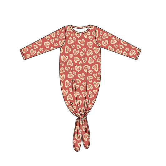 Baby Girls Red Leopard Long Sleeve Gowns preorder(moq 5)