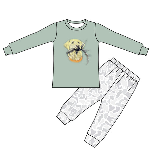 Baby Boys Hunting Dog Tee Camo Pants Sets preorder(moq 5)