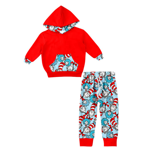 Baby Boys Red Long Sleeve Dr Hooded Top Tee Shirt Dr Reading Pants Clothes Sets preorder(moq 5)
