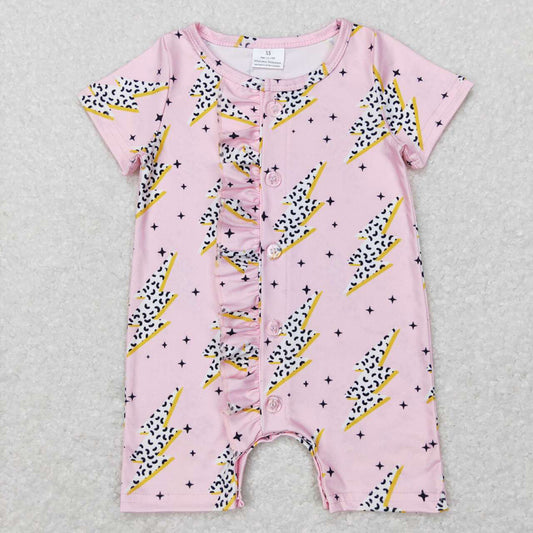 Baby Girls Ruffle Thunder Western Short Sleeve Rompers