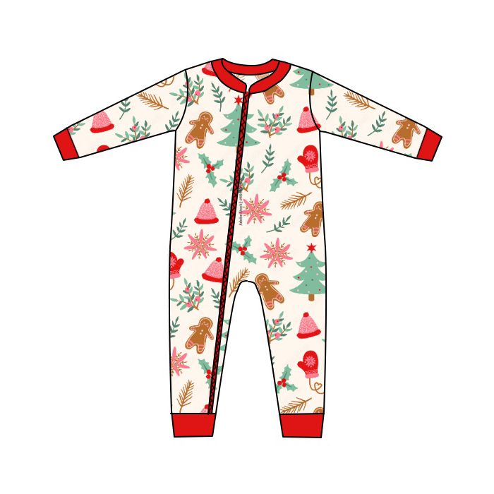 Baby Girls Long Sleeve Christmas Gingerbread Rompers preorder(moq 5)