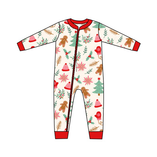 Baby Girls Long Sleeve Christmas Gingerbread Rompers preorder(moq 5)