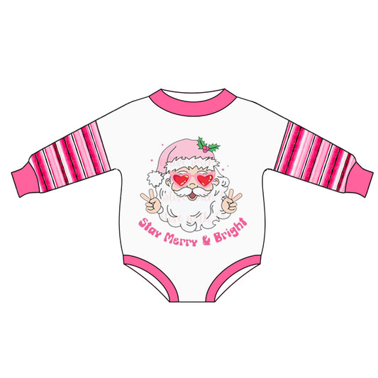 Baby Kids Christmas Pink Santa Long Sleeve Rompers preorder(moq 5)