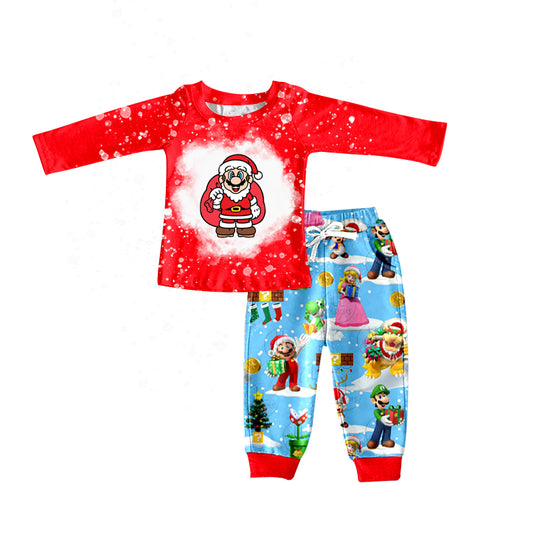 Baby Boys Christmas Red Game Top Cartoon Bell Bottom Pants Clothing preorder(moq 5)