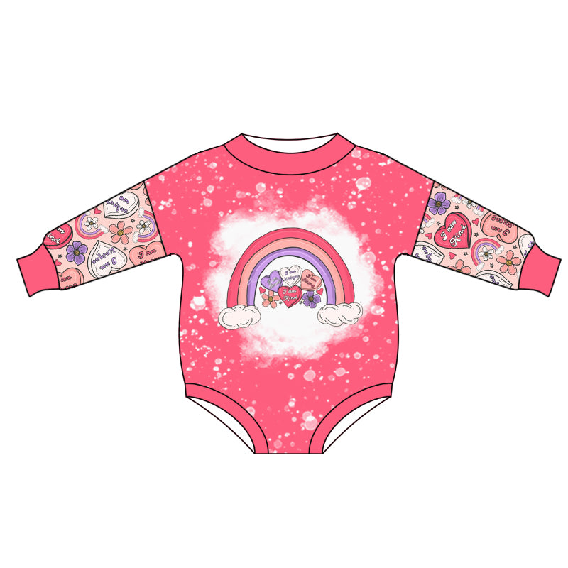 Baby Girls Valentines Hearts Rainbow Rompers preorder(moq 5)