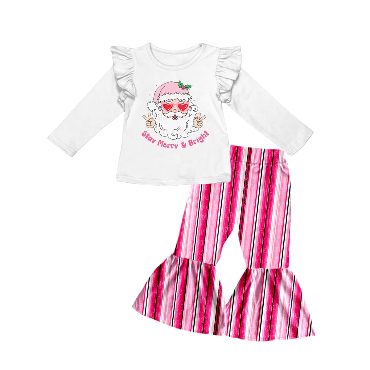 Baby Girls Merry Christmas Sants Bell Pants Clothes Sets preorder(moq 5)