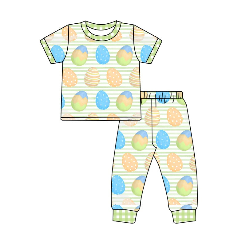 Baby Boys Easter Eggs Short Sleeve Top Pants Pajamas Clothes Sets preorder(moq 5)