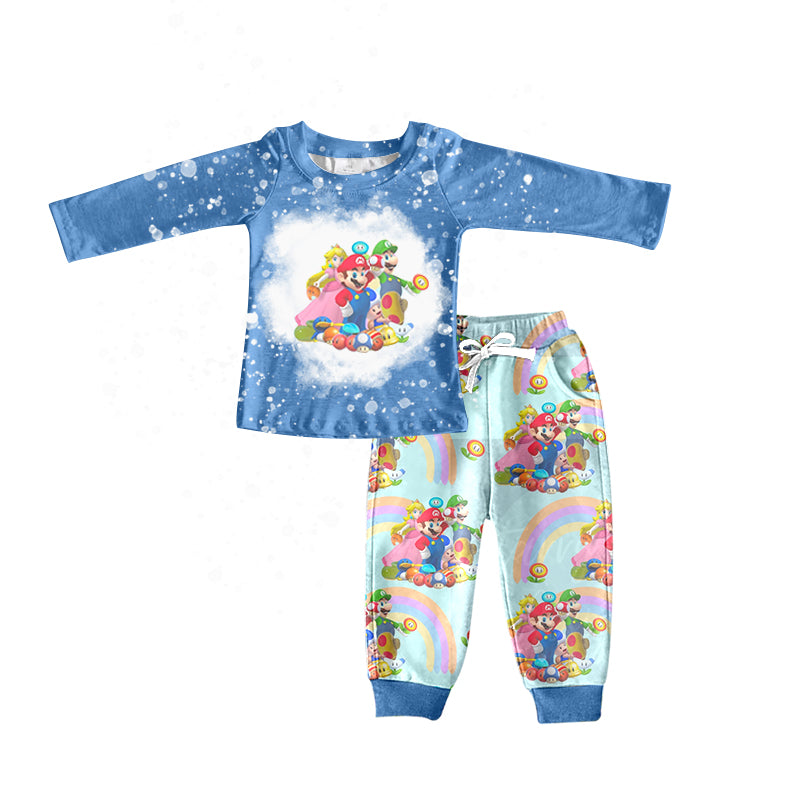 Baby Boys Blue Game Shirt Pants Clothes Sets preorder(moq 5)