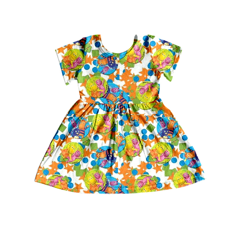 Baby Girls Cartoon Short Sleeve Dresses preorder(moq 5)