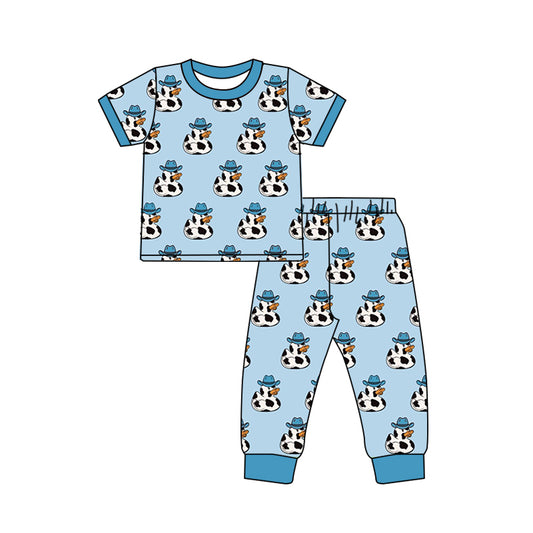 Baby Boys Duck Cow Tee Shirts Western Pants Pajamas Clothes Sets Preorder(moq 5)