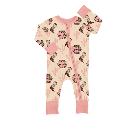 Baby Girls Long Sleeve Pink Cactus Zip Rompers preorder(moq 5)