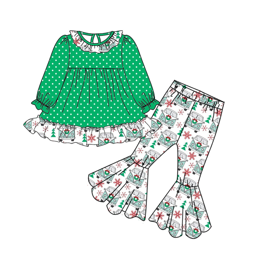 Baby Girls Christmas Bus Tunic Pants Clothes Sets preorder(moq 5)