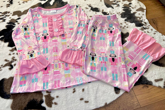 Baby Girls Christmas Pink Soldier Pajamas Clothes Sets