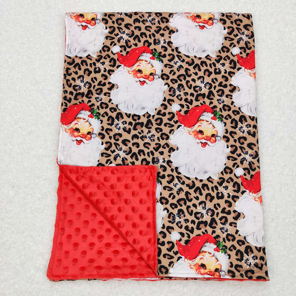 Baby Kids Christmas Santa Leopard Minky Blankets