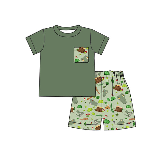 Baby Boys Alligator Shirt Summer Green Shorts Clothes Sets Preorder(moq 5)