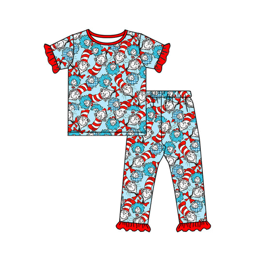 Baby Girls Short Sleeve Top Tee Shirt Dr Reading Pants Pajamas Clothes Sets preorder(moq 5)